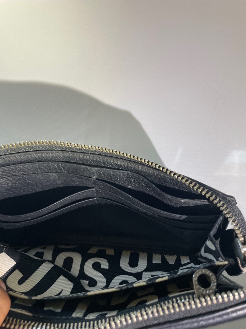 Marc Jacobs Black Leather Zip Wallet with Turn-Lock Accents - Flaws Present - Picture 8 of 12